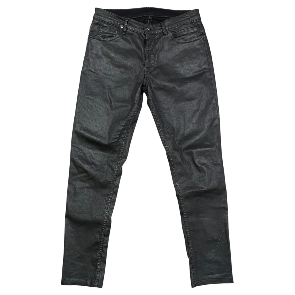 RICK OWENS DRKSHDW Black Wax coated detroit cut Denim Pants