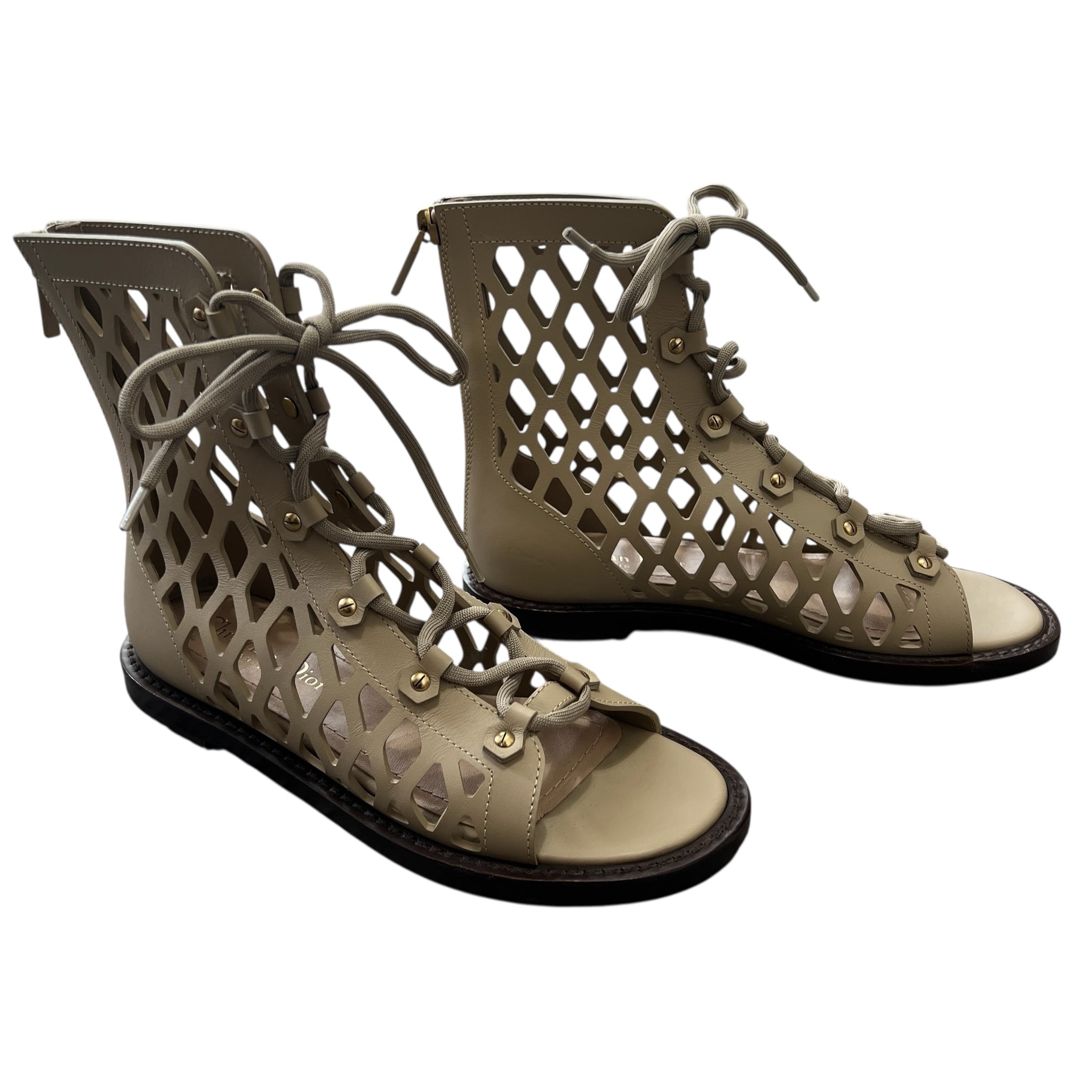 Christian Dior 2021 Cruise Pre-Spring D-TRAP Leather Gladiator Sandals