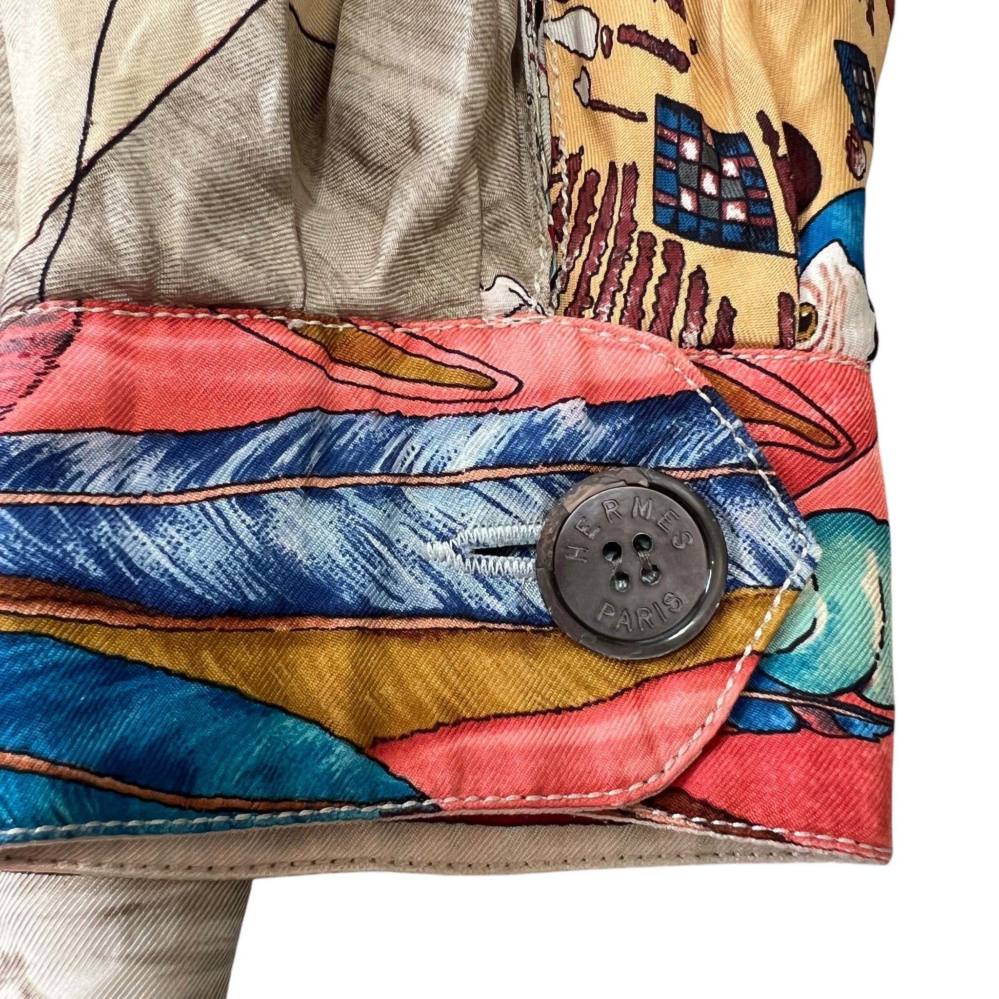 HERMES 90s × MARGIELA Vintage “Christophe Colomb Découvre L'Amérique” Reversible Silk Jacket