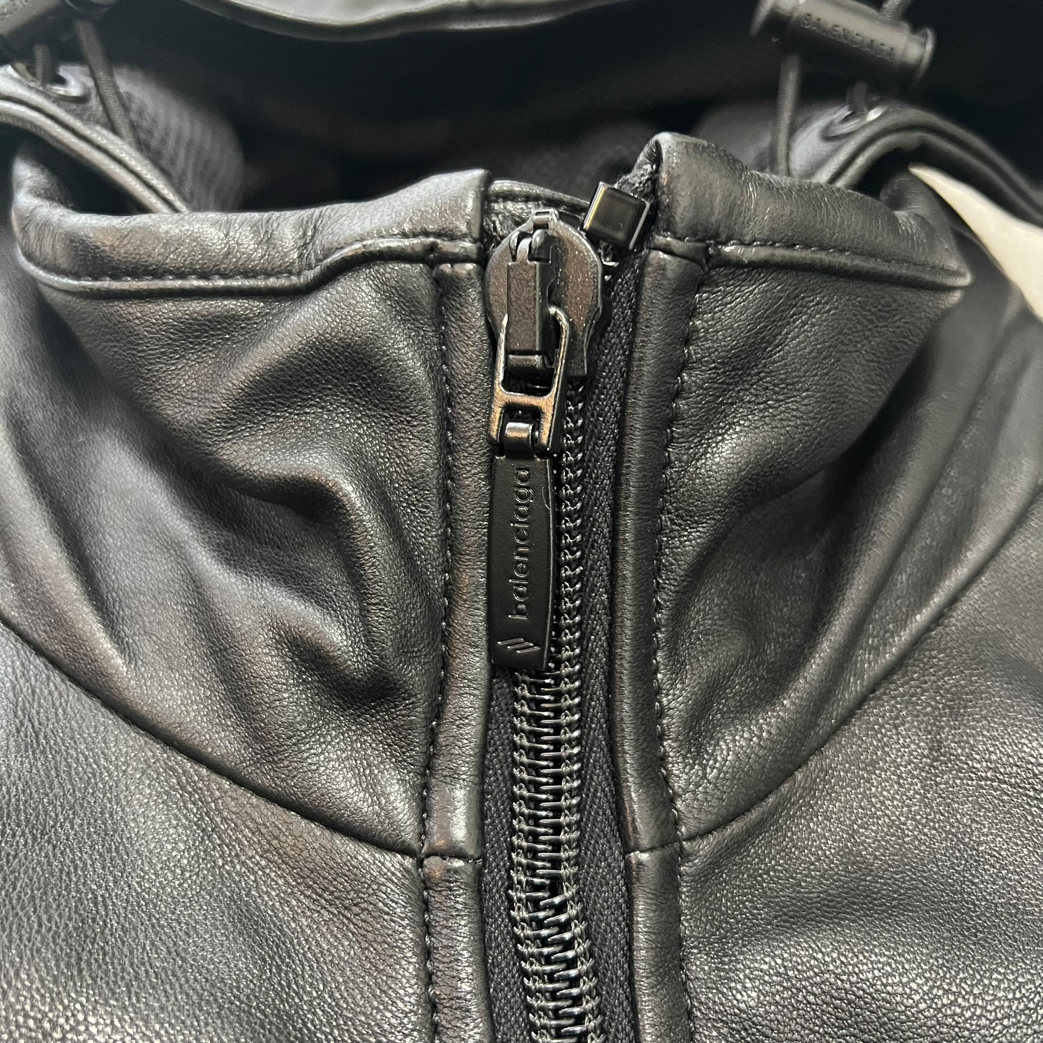 BALENCIAGA 2022AW 3B Sport Icon Tracksuit Leather Jacket