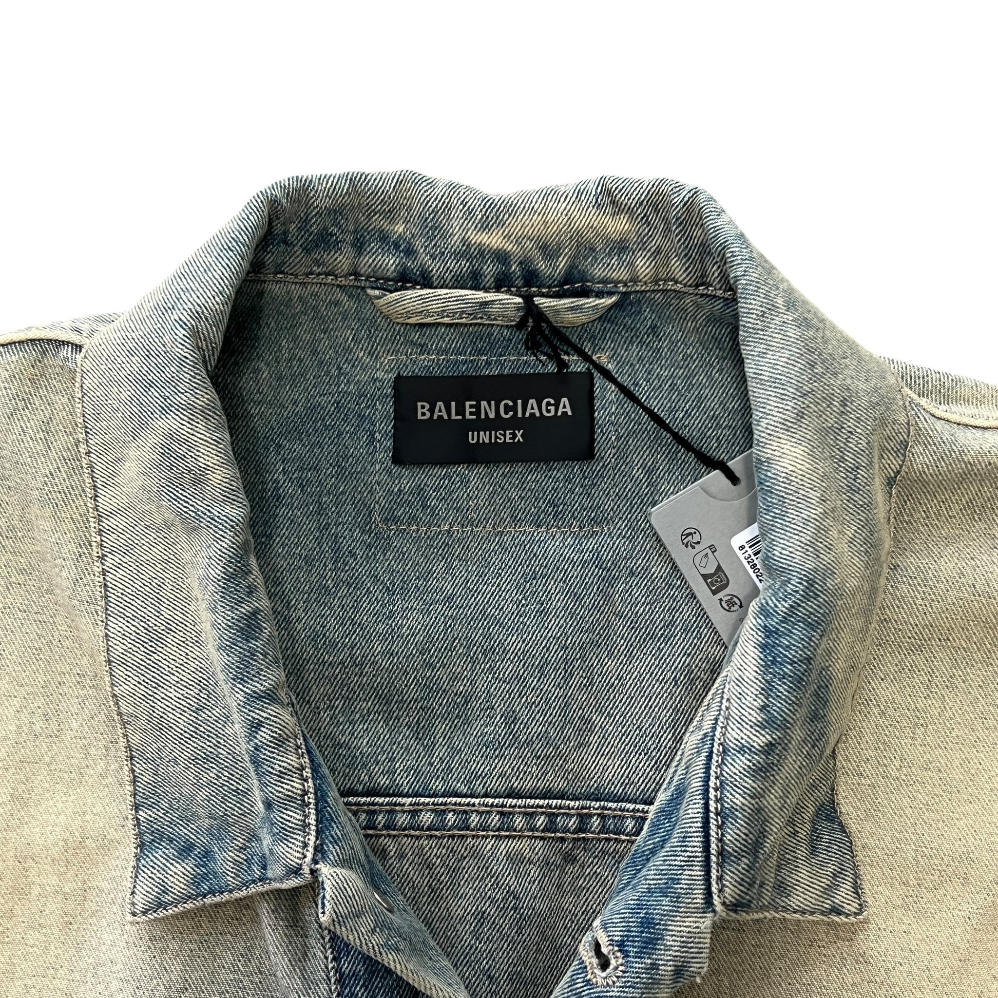 BALENCIAGA 2024SS Inside-Out Oversized Organic Light Indigo Denim Jacket