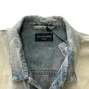 BALENCIAGA 2024SS Inside-Out Oversized Organic Light Indigo Denim Jacket