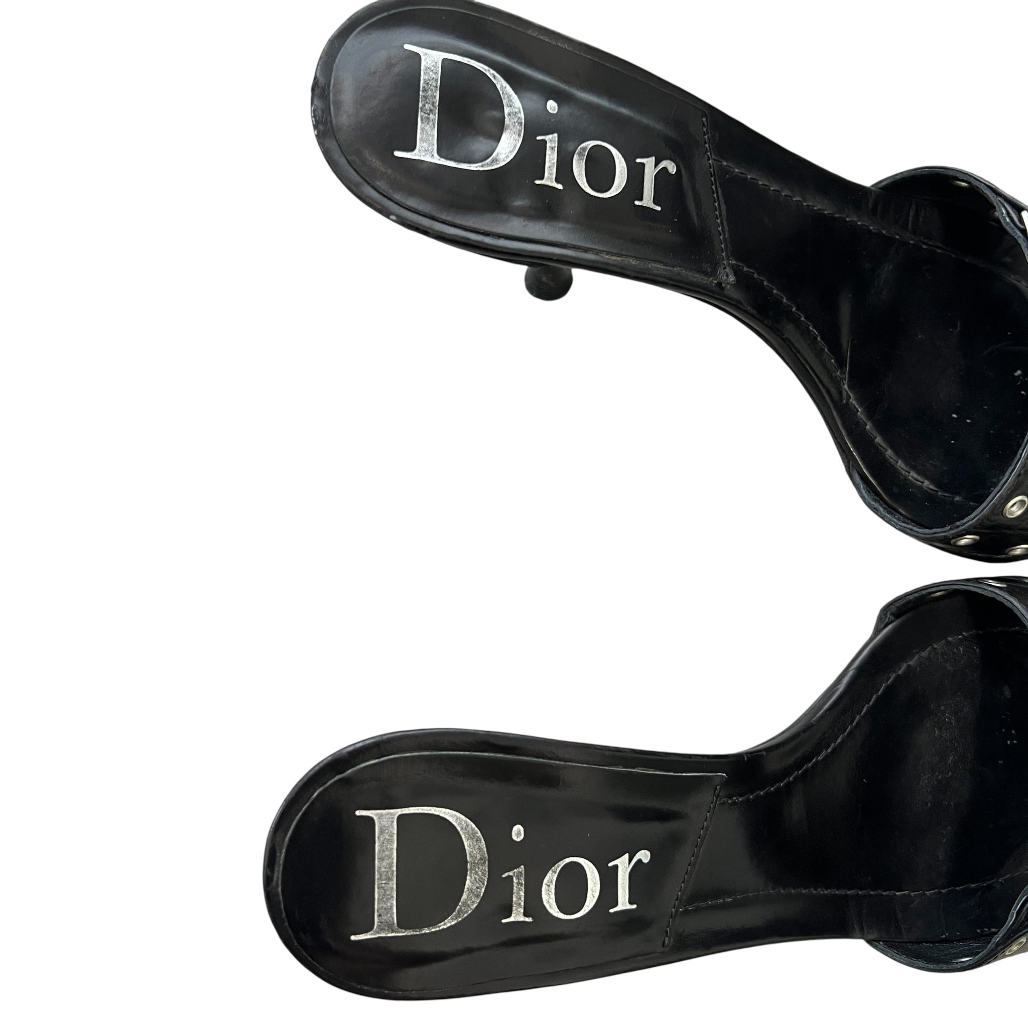 Chirstian Dior John Galliano Street Chic Metal Logo Plate Mule / Heel sandal