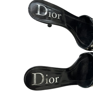 Chirstian Dior John Galliano Street Chic Metal Logo Plate Mule / Heel sandal