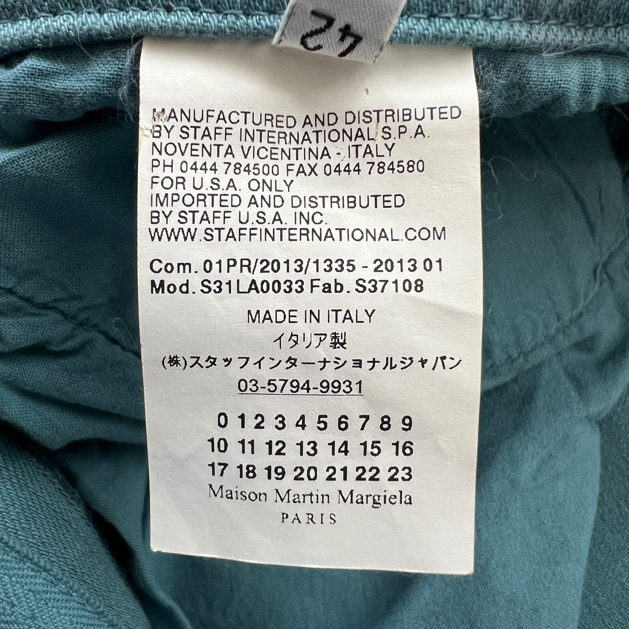 Maison Margiela 2013SS Green Cotton Skinny Pants