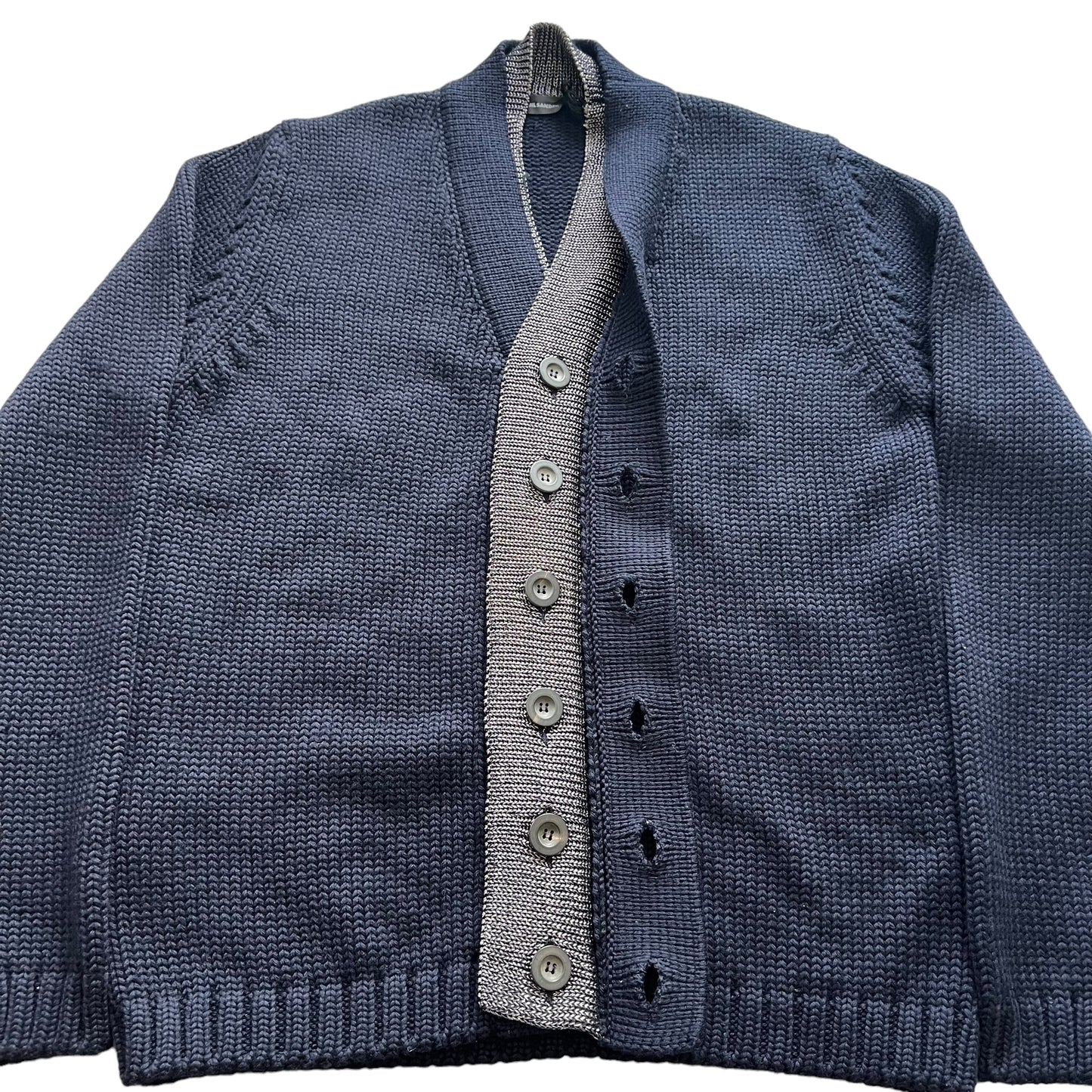 JIL SANDER 2008AW × RAF SIMONS METALLIC COLLAR HEAVY WOOL CARDIGAN