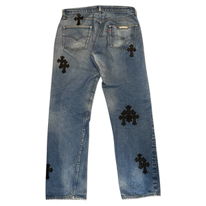 CHOME HEARTS LEVI'S Leather Cross Patch Denim Pants