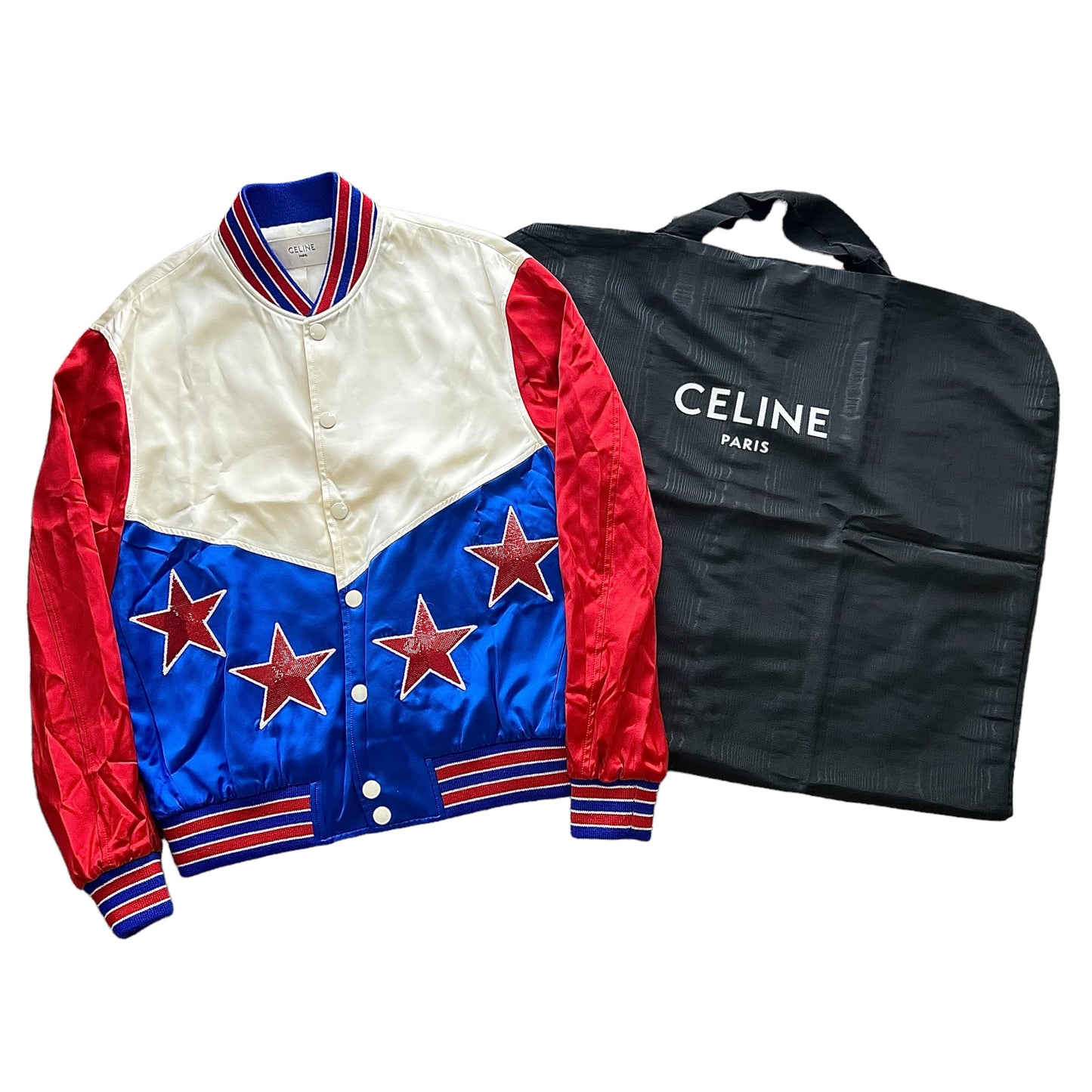 CELINE by Hedi Slimane 2023AW Americana souvenir satin teddy bomber JACKET