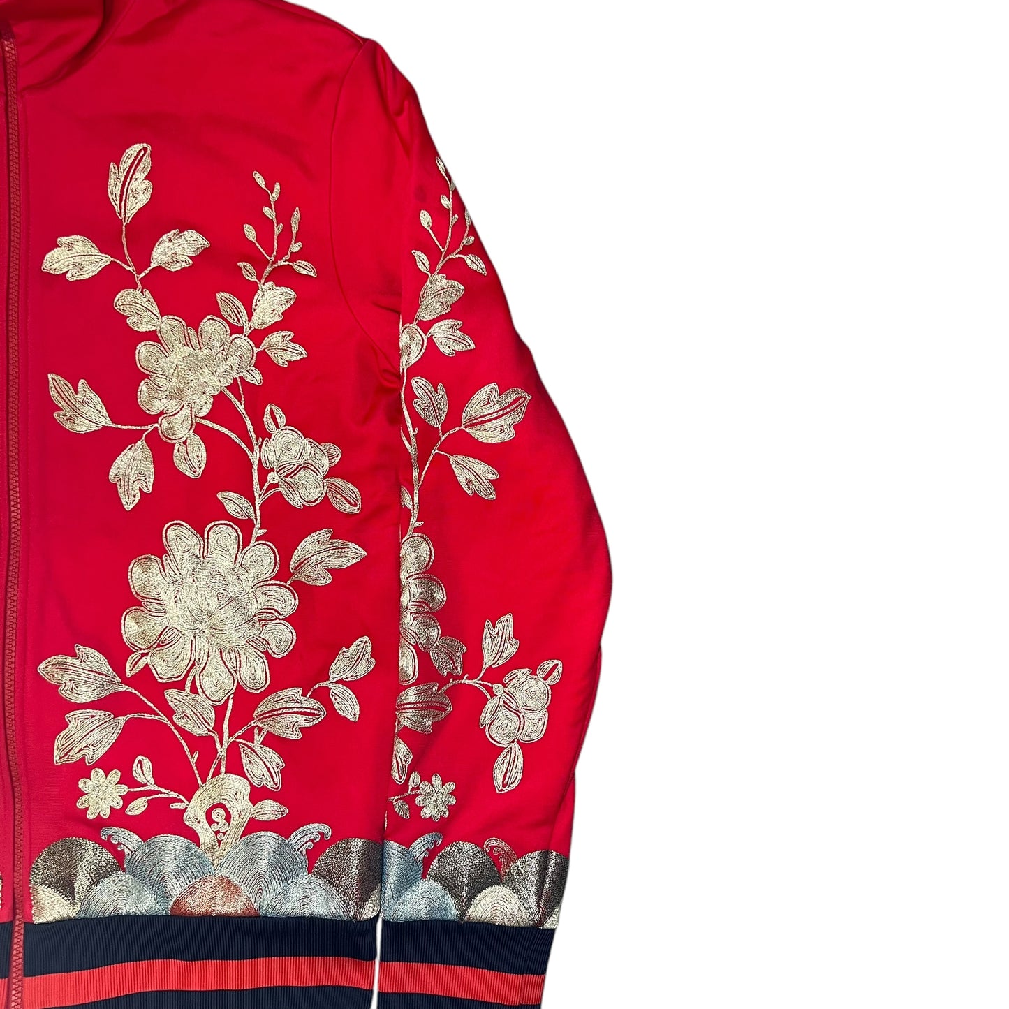 GUCCI Alessandro Michele Embroidered Floral Zip Jersey Sweatshirt