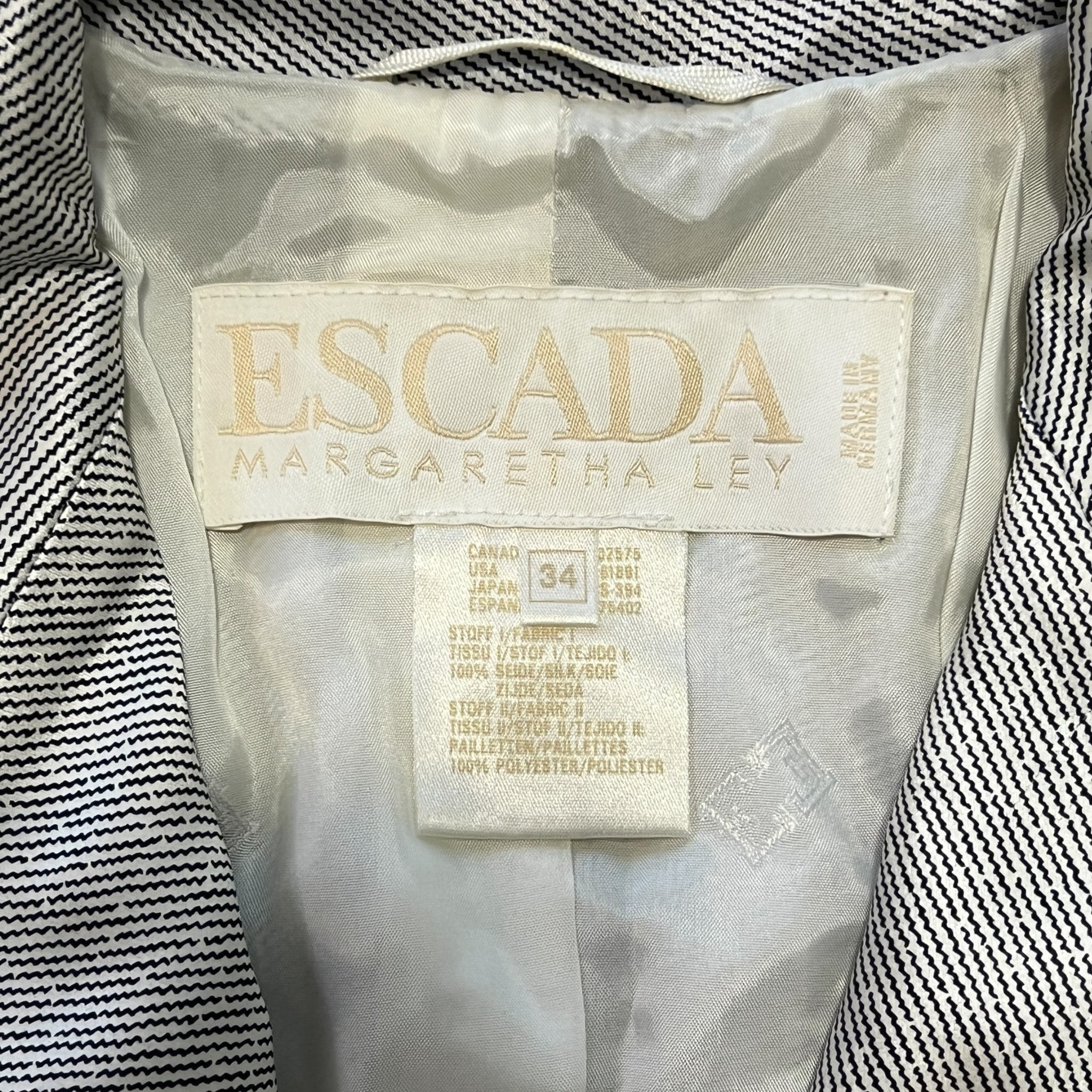 ESCADA By Margaretha Ley Sequined Glitter Silver Double Blazer