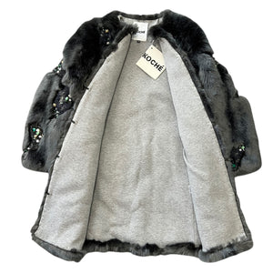 KOCHE 2016-17 Autumn Winter Embellished Faux Fur Coat with Lace & Beads
