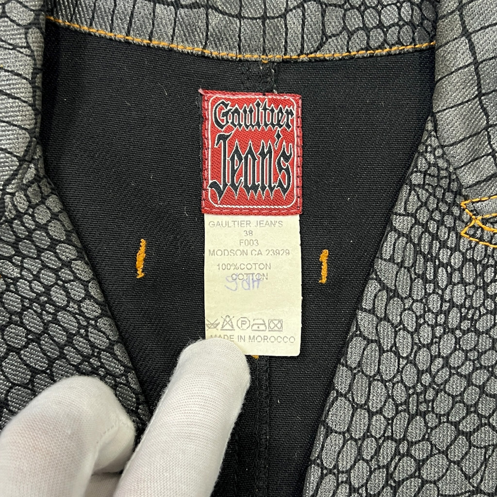 Jean Paul GAULTIER Jean's Trompe-l'oeil Crocodile Embossed Pattern Denim Jacket