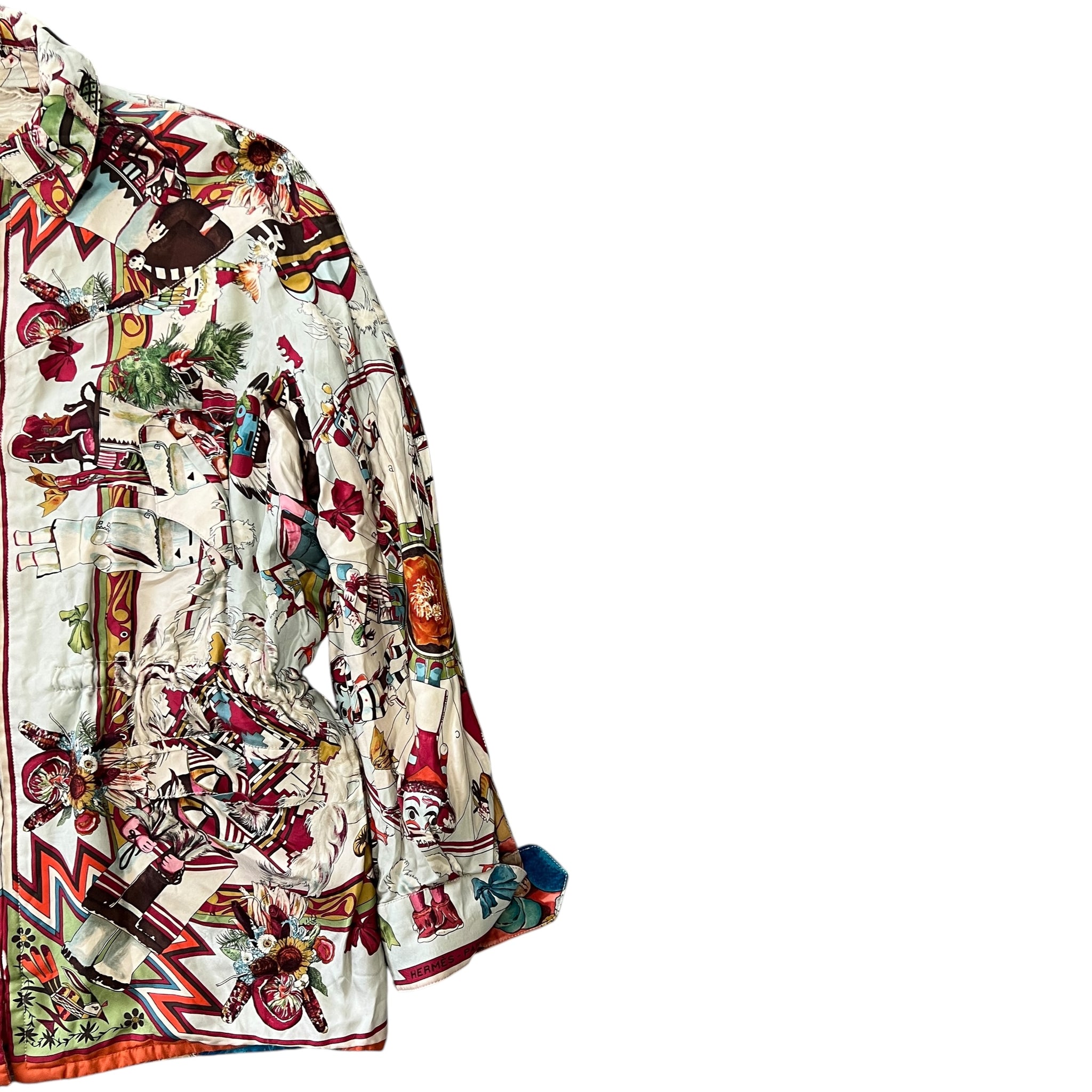 HERMES 90s × MARGIELA Vintage “Christophe Colomb Découvre L'Amérique” Reversible Silk Jacket