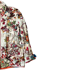 HERMES 90s × MARGIELA Vintage “Christophe Colomb Découvre L'Amérique” Reversible Silk Jacket