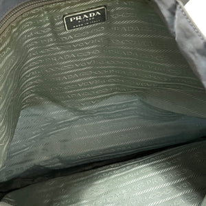 PRADA Leather Straps Logo Plate Nylon Tote Bag
