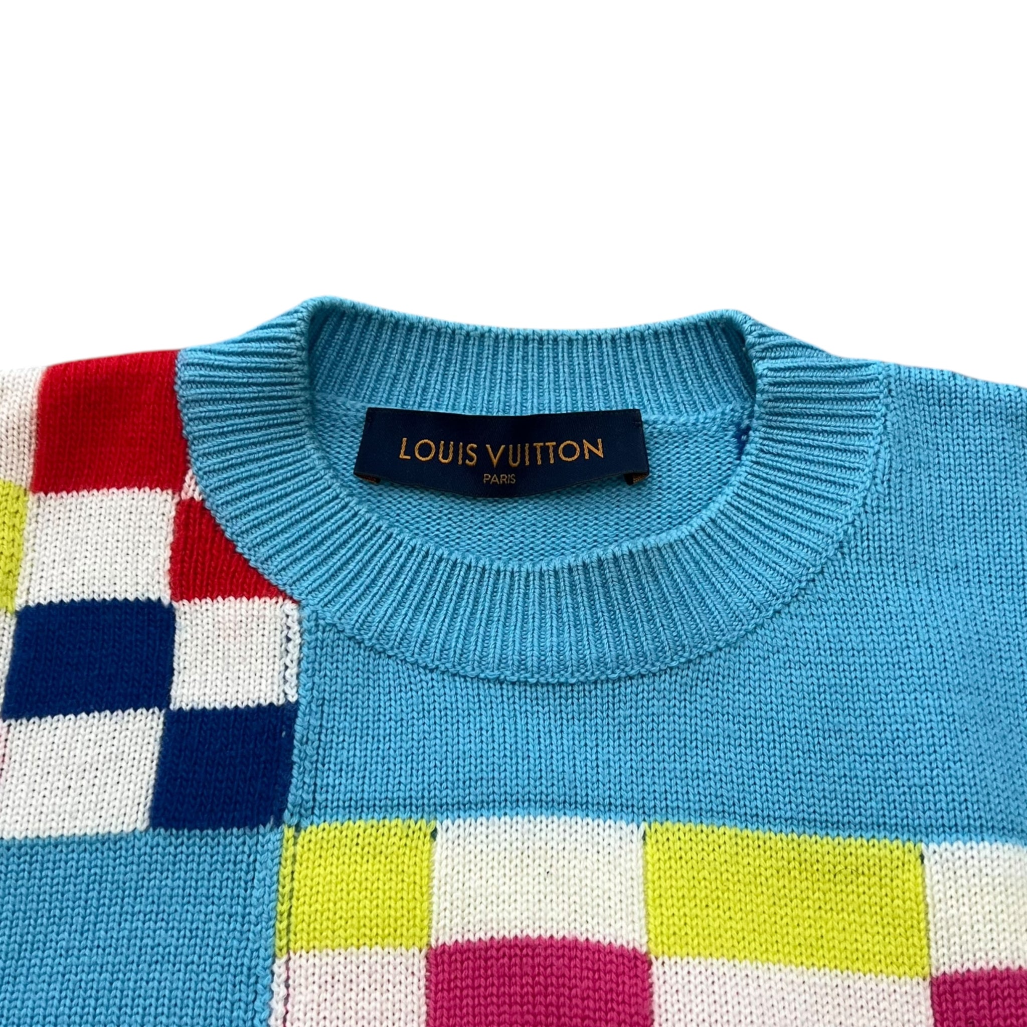 LOUIS VUITTON 2021SS Distorted Giant D'amier Crewneck Wool Knit Sweater