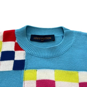 LOUIS VUITTON 2021SS Distorted Giant D'amier Crewneck Wool Knit Sweater