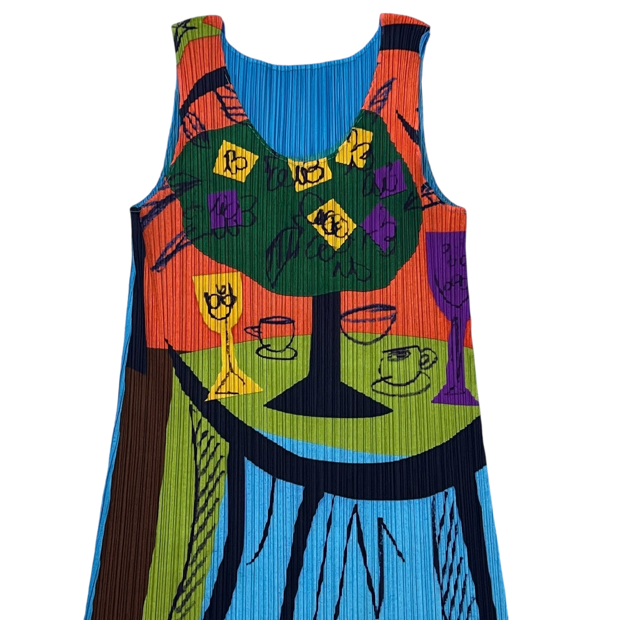 PLEATS PLEASE ISSEY MIYAKE 2011SS "Table Garden" Printed Pleated Dress