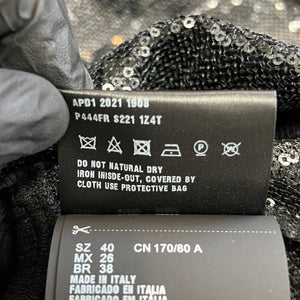 PRADA 2022SS RAF SIMONS Black Sequin Embellished Button-Front Cropped Top cardigan