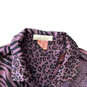ESCADA ヴィンテージ シルク ブレザーシャツ レオパードパープル / ESCADA Vintage Silk Blazer Shirts Leopard Purple