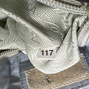 PRADA Leather Straps Logo Plate Nylon Tote Bag