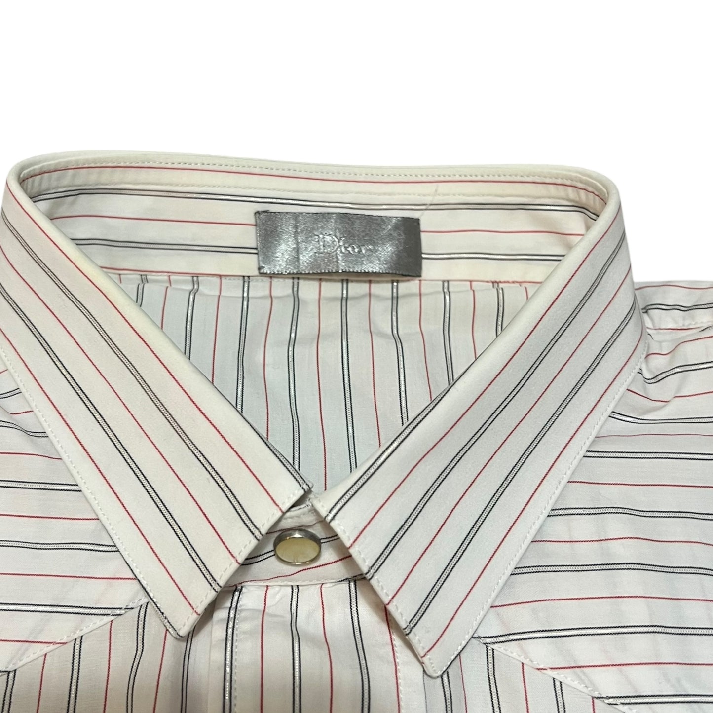 DIOR HEDI SLIMANE Glitter Stripe Dress Shirt