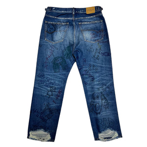 BALENCIAGA 2022AW DISTRESSED HEM GRAFFITI JEANS