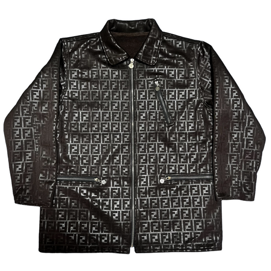 FENDI ZUCCA PATTERN FF LOGO BORE REVERSIBLE COAT