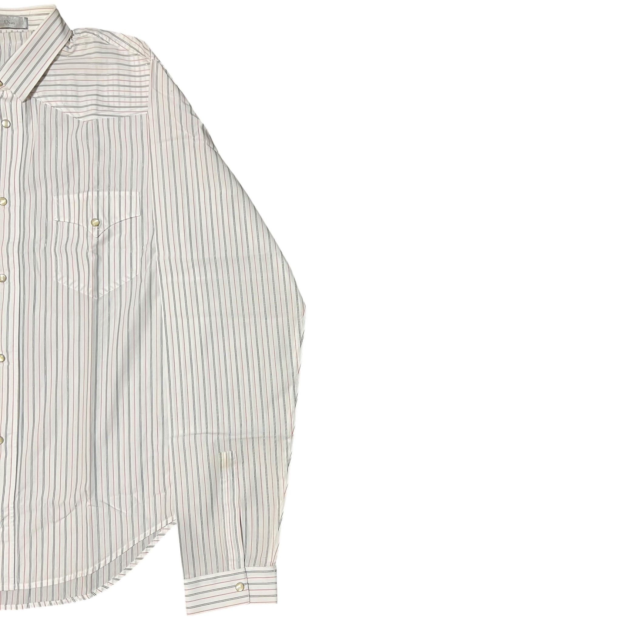 DIOR HEDI SLIMANE Glitter Stripe Dress Shirt