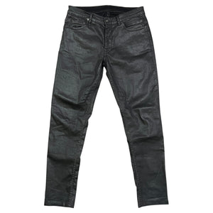 RICK OWENS DRKSHDW Black Wax coated detroit cut Denim Pants