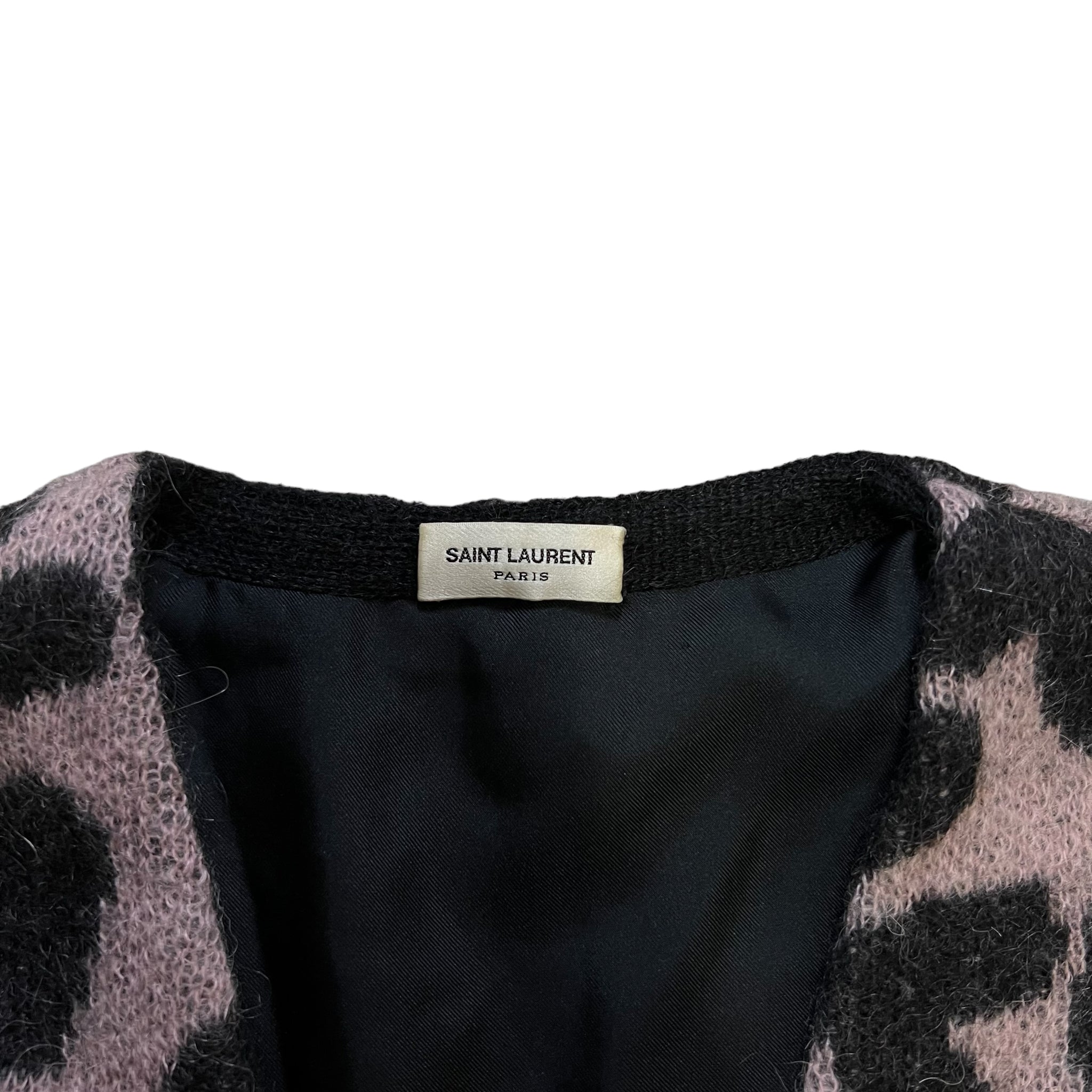 SAINT LAURENT PARIS 2014AW × HEDI SLIMANE HEART PATTERN MOHAIR BREND CARDIGAN PINK