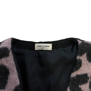 SAINT LAURENT PARIS 2014AW × HEDI SLIMANE HEART PATTERN MOHAIR BREND CARDIGAN PINK