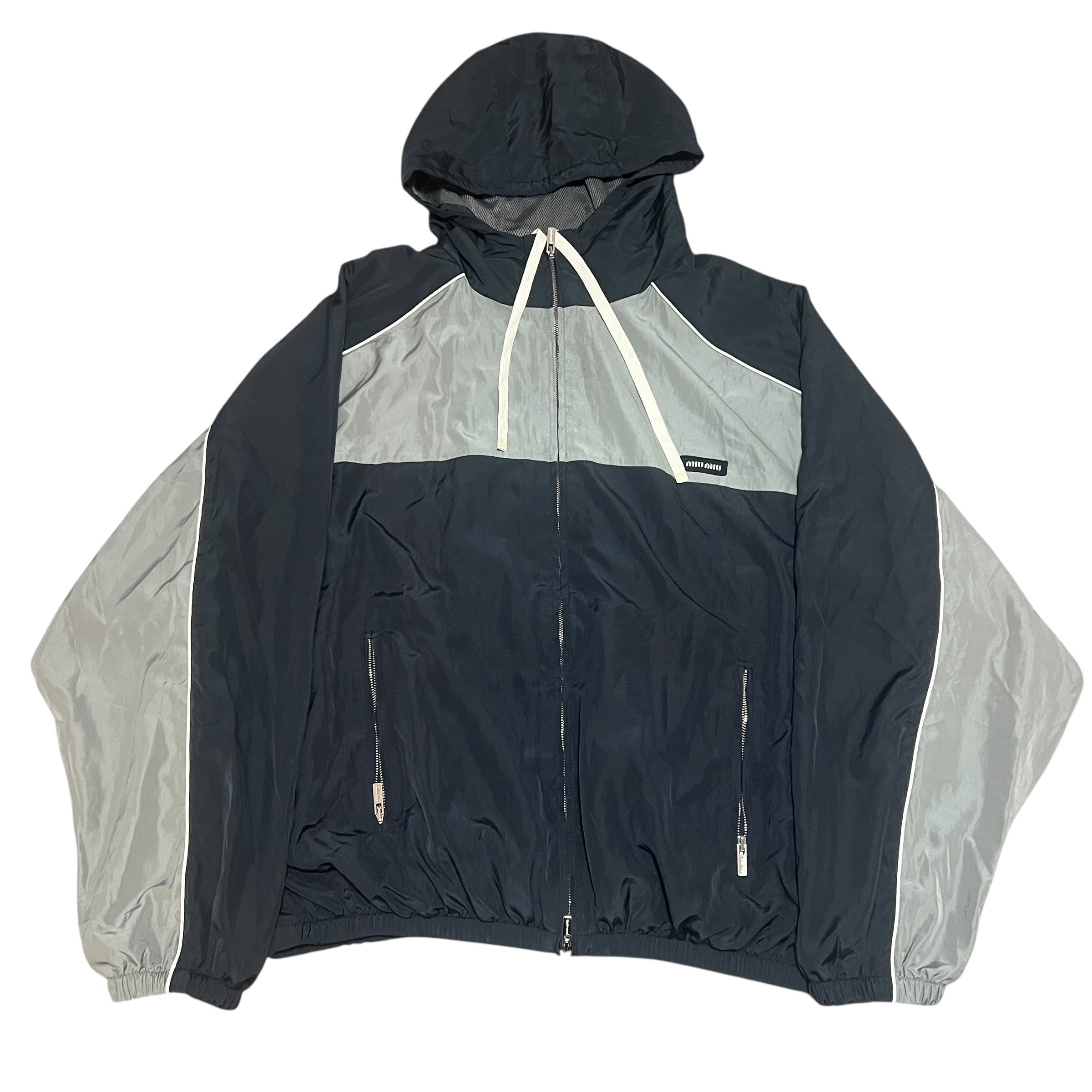 MIU MIU 2025SS Two-Tone Technical Nylon Logo Jacket