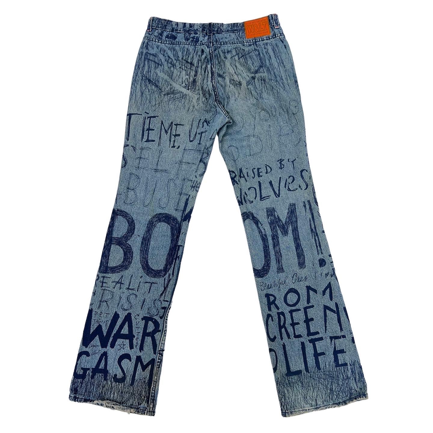 W＆LT 1997AW GRAFFITI DENIM PANTS INDIGO WALTER VAN BEIRENDONCK