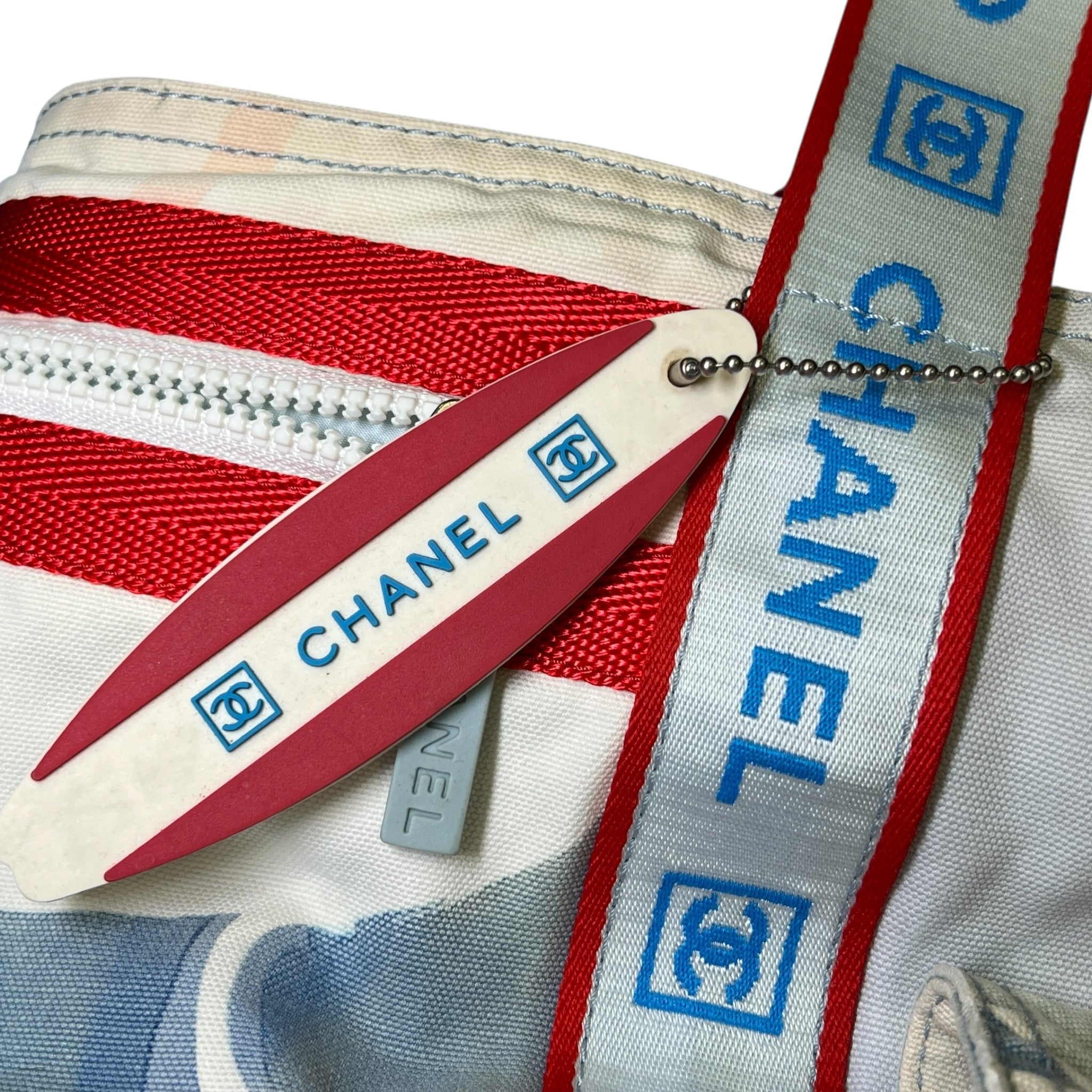 CHANEL " SPORTS / SURF LINE " High Summer Camellia Canvas Tote Bag Shoulder Bag