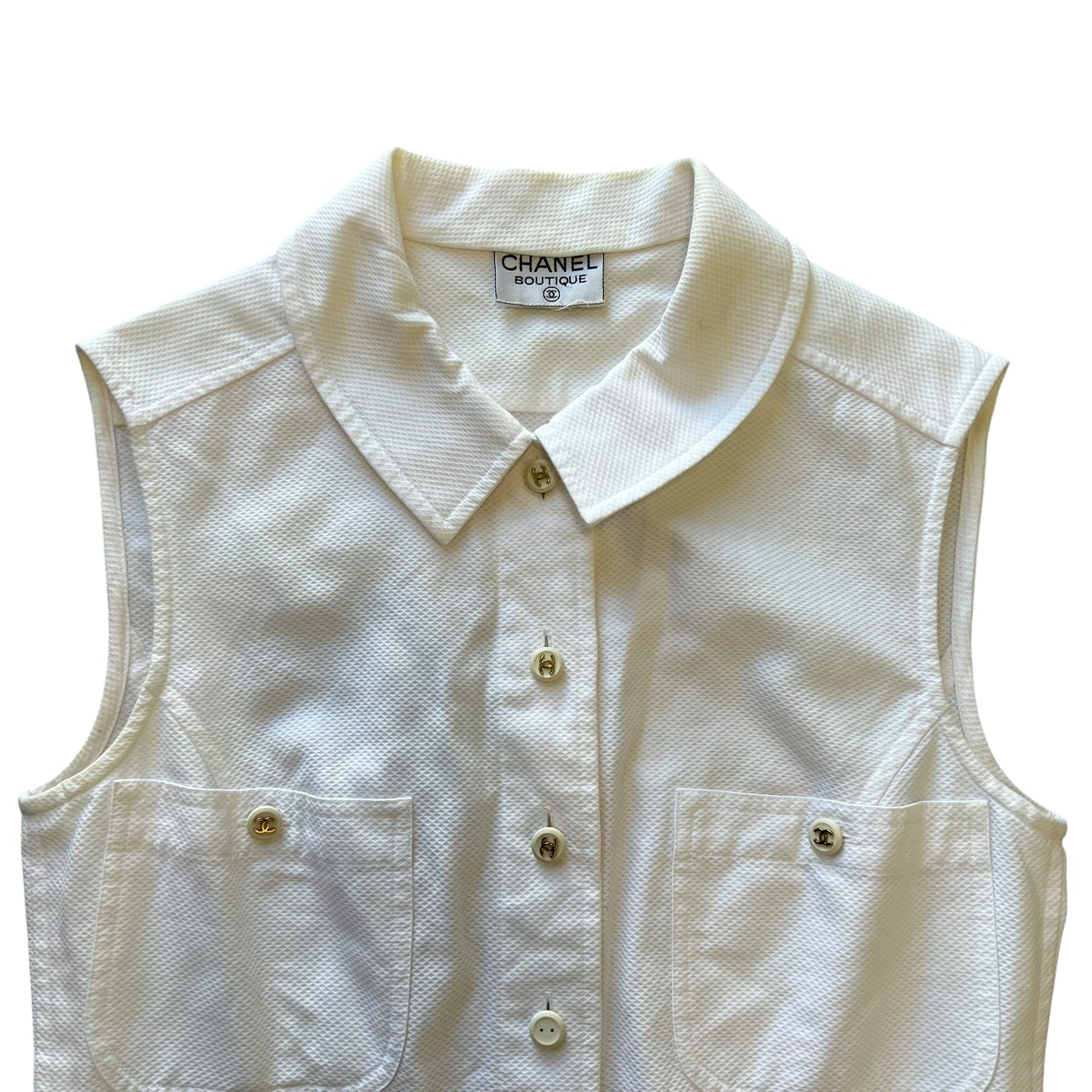 CHANEL tanktop Coco Logo Button Down Shirt