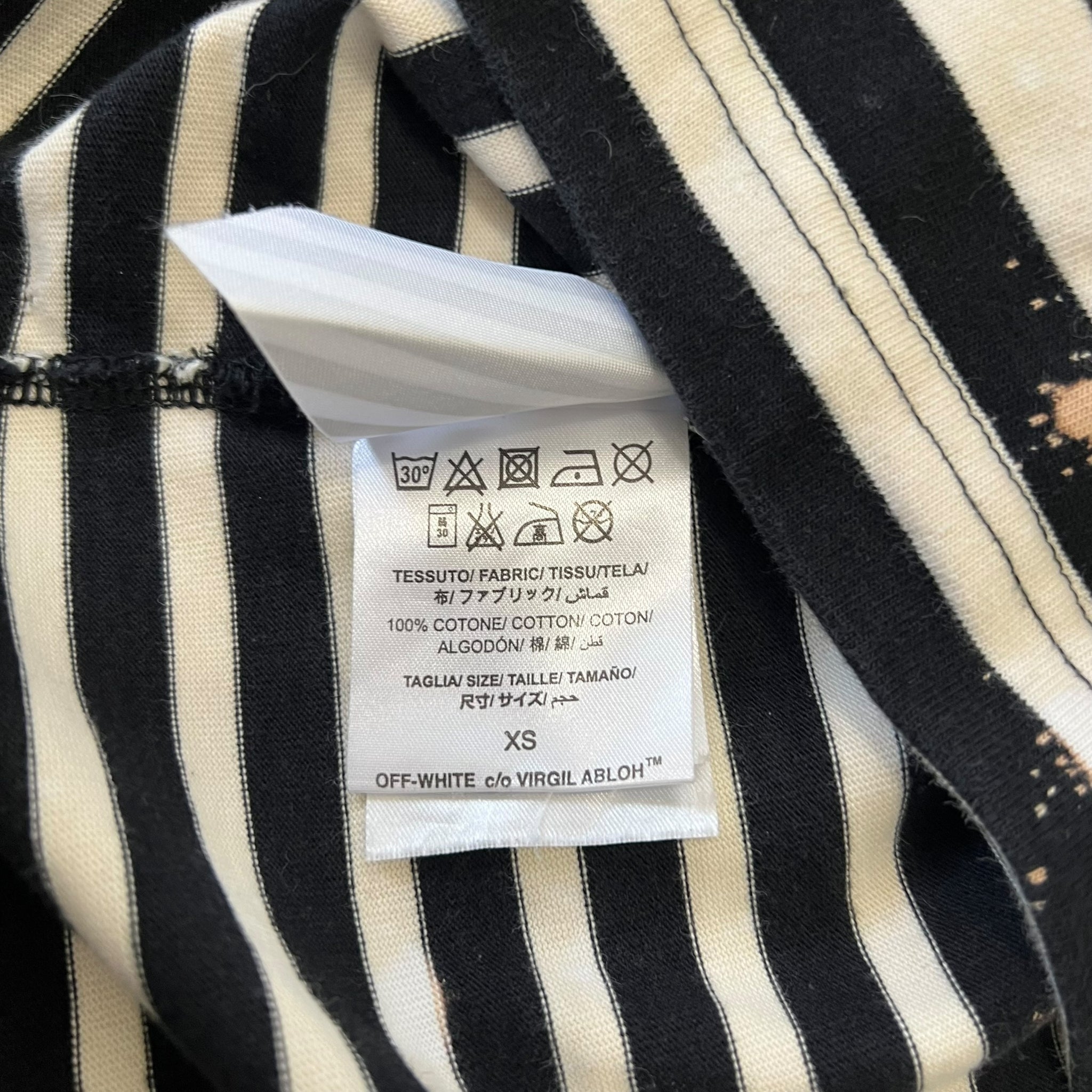 OFF WHITE 2015SS Distressed Border L/S T-Shirts