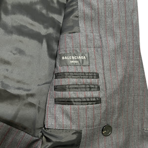 BALENCIAGA 2023 Winter Look9 Pinstripe Tailoring Wool Deconstructed Double Jacket 1360 X