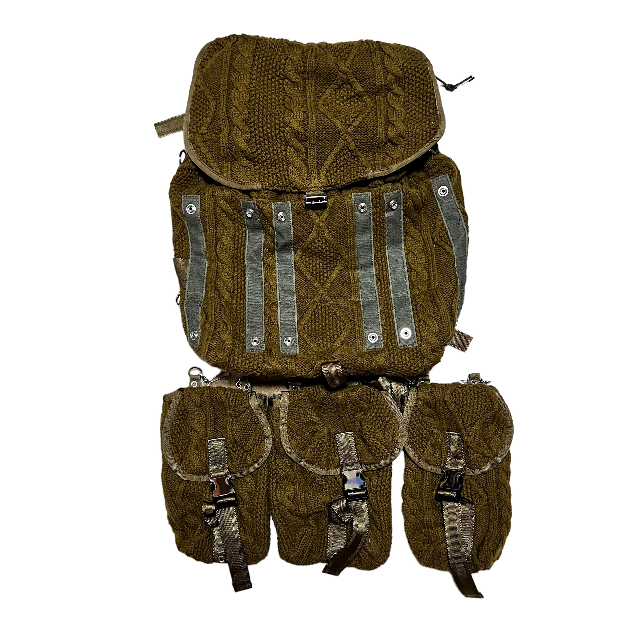 UNDERCOVER 2004AW BUT BEAUTIFUL MODULAR KNIT BACKPACK KHAKI