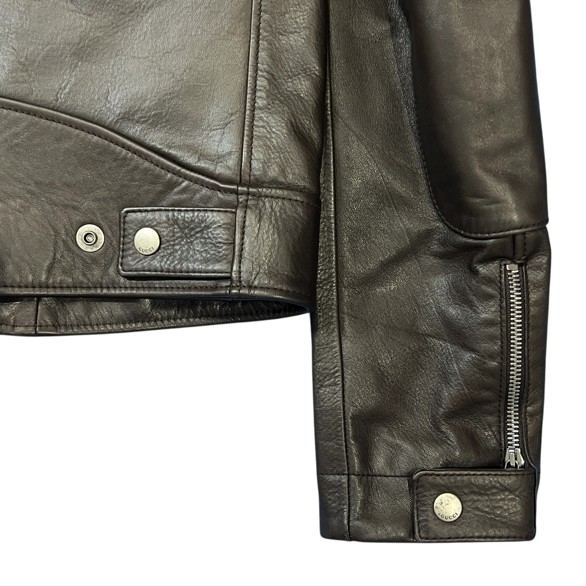 GUCCI 2004AW TOM FORD Horse Leather Black Cafe Moto Biker Jacket