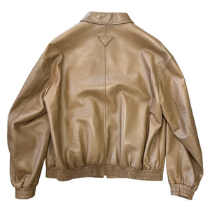 PRADA 2024AW RAF SIMONS Caramel Oversized Nappa Leather Bomber Jacket