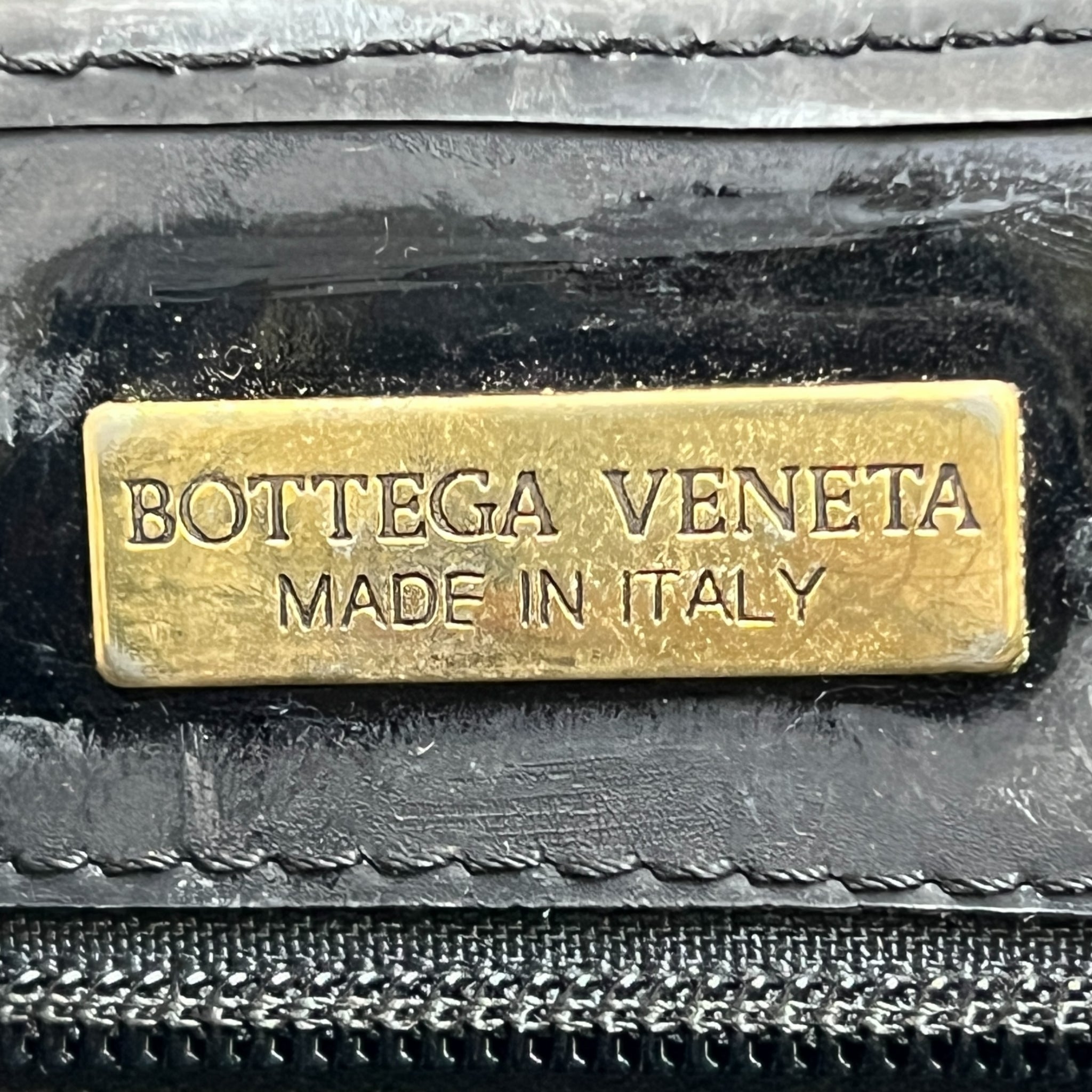 BOTTEGA VENETA Intrecciato Black Patent Leather Mini Backpack