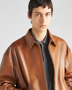 PRADA 2024AW RAF SIMONS Caramel Oversized Nappa Leather Bomber Jacket
