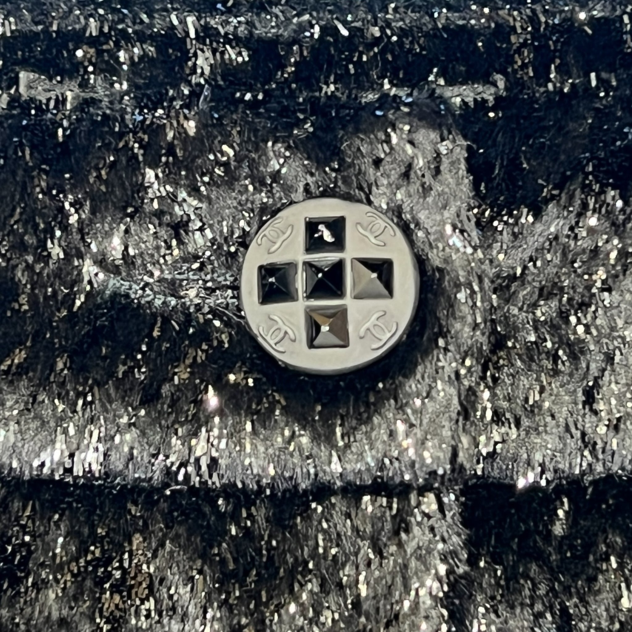 CHANEL 2004 Karl Lagerfeld Lurex Black Houndstooth Trousers