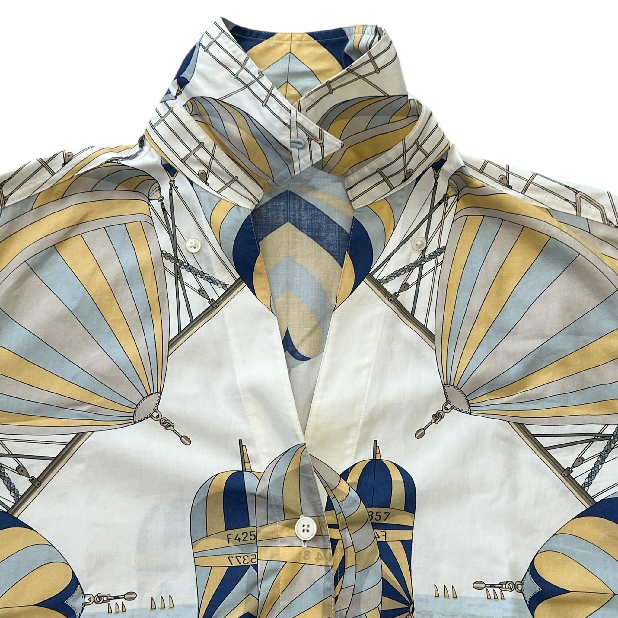 HERMES Margiela Vintage Silk Yacht Shirt with Star Mark Tag