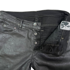 RICK OWENS DRKSHDW Black Wax coated detroit cut Denim Pants