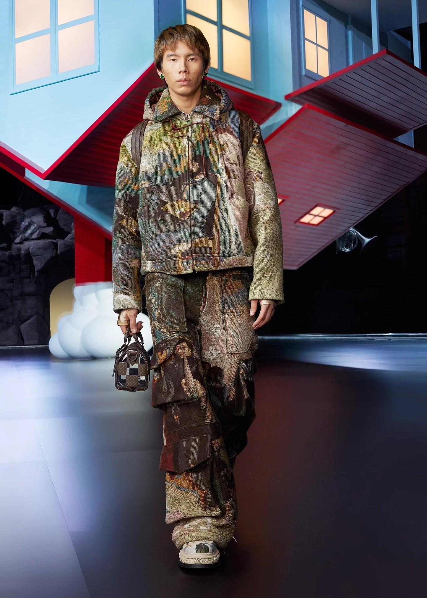 LOUIS VUITTON 2022AW Tapestry Art Military Hoodie Blouson