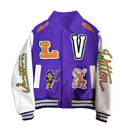 LOUIS VUITTON 2022AW MULTI PATCH MIX LEATHER VARSITY JACKET WITH KEYCHAIN