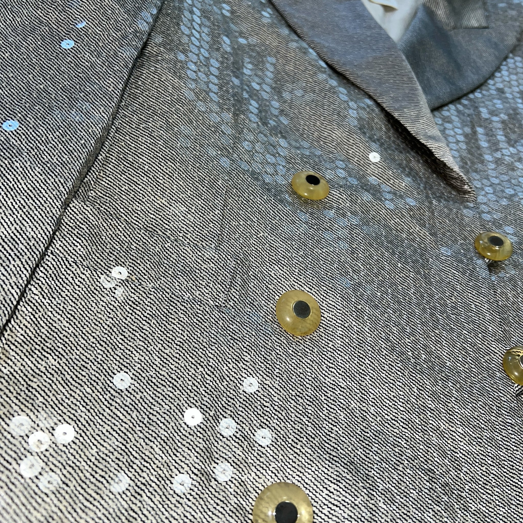 ESCADA By Margaretha Ley Sequined Glitter Silver Double Blazer