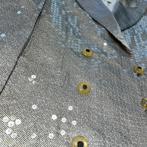 ESCADA By Margaretha Ley Sequined Glitter Silver Double Blazer